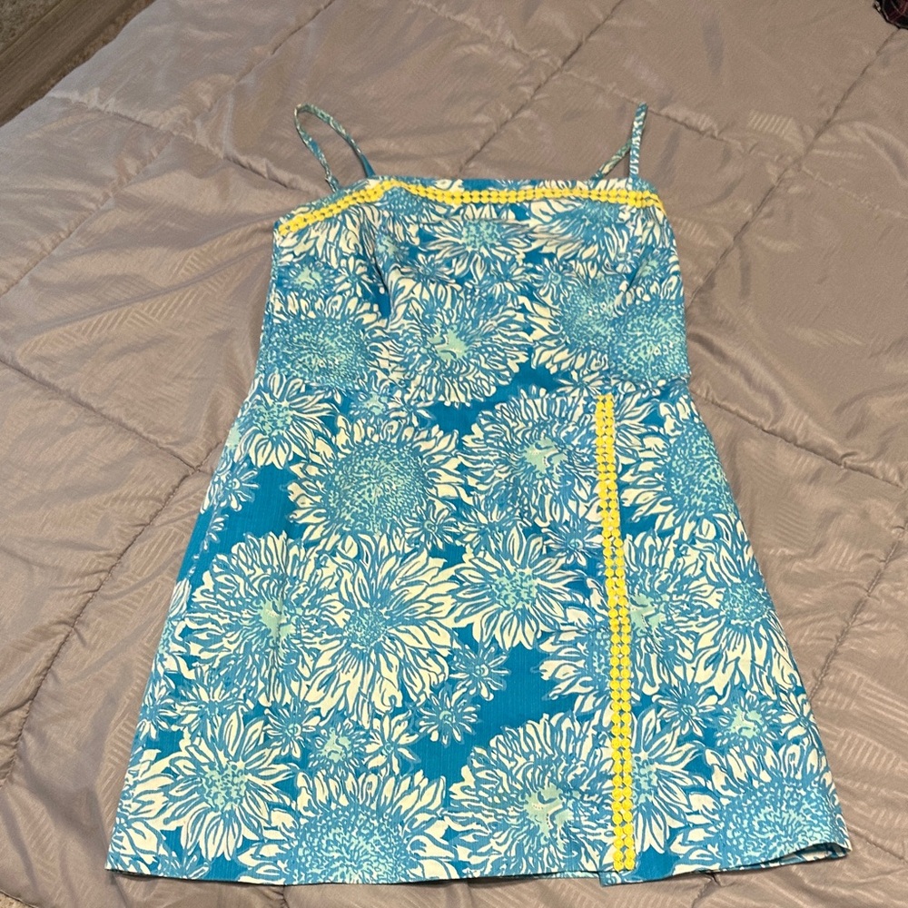 Lilly Pulitzer Blue and Yellow Floral Mini Dress